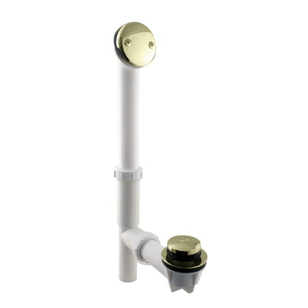 Westbrass 14" Bathtub Assembly with Tip-Toe Drain and 2-Hole Overflow, Polished Brass 593244-01